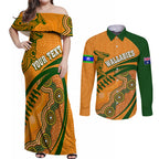 personalised-aussie-wallabies-couples-matching-off-shoulder-maxi-dress-and-long-sleeve-button-shirts-rugby-world-cup-indigenous