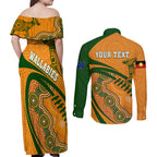 personalised-aussie-wallabies-couples-matching-off-shoulder-maxi-dress-and-long-sleeve-button-shirts-rugby-world-cup-indigenous