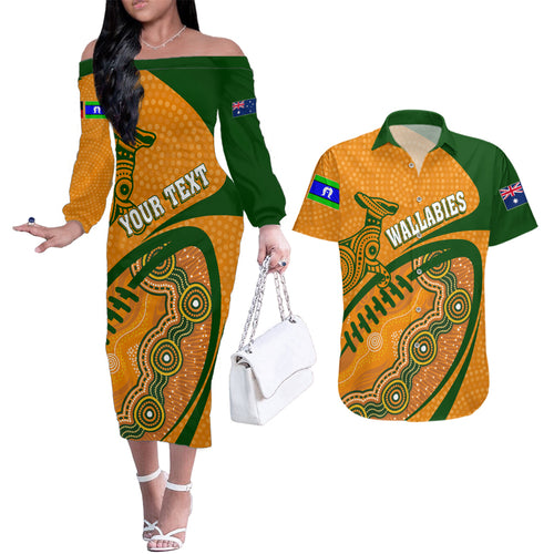 personalised-aussie-wallabies-couples-matching-off-the-shoulder-long-sleeve-dress-and-hawaiian-shirt-rugby-world-cup-indigenous