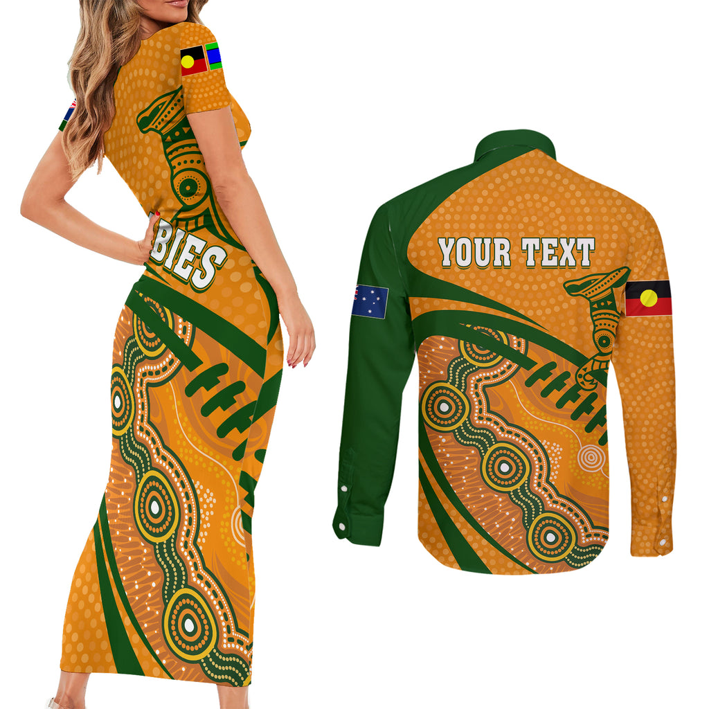 personalised-aussie-wallabies-couples-matching-short-sleeve-bodycon-dress-and-long-sleeve-button-shirts-rugby-world-cup-indigenous