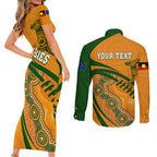 personalised-aussie-wallabies-couples-matching-short-sleeve-bodycon-dress-and-long-sleeve-button-shirts-rugby-world-cup-indigenous