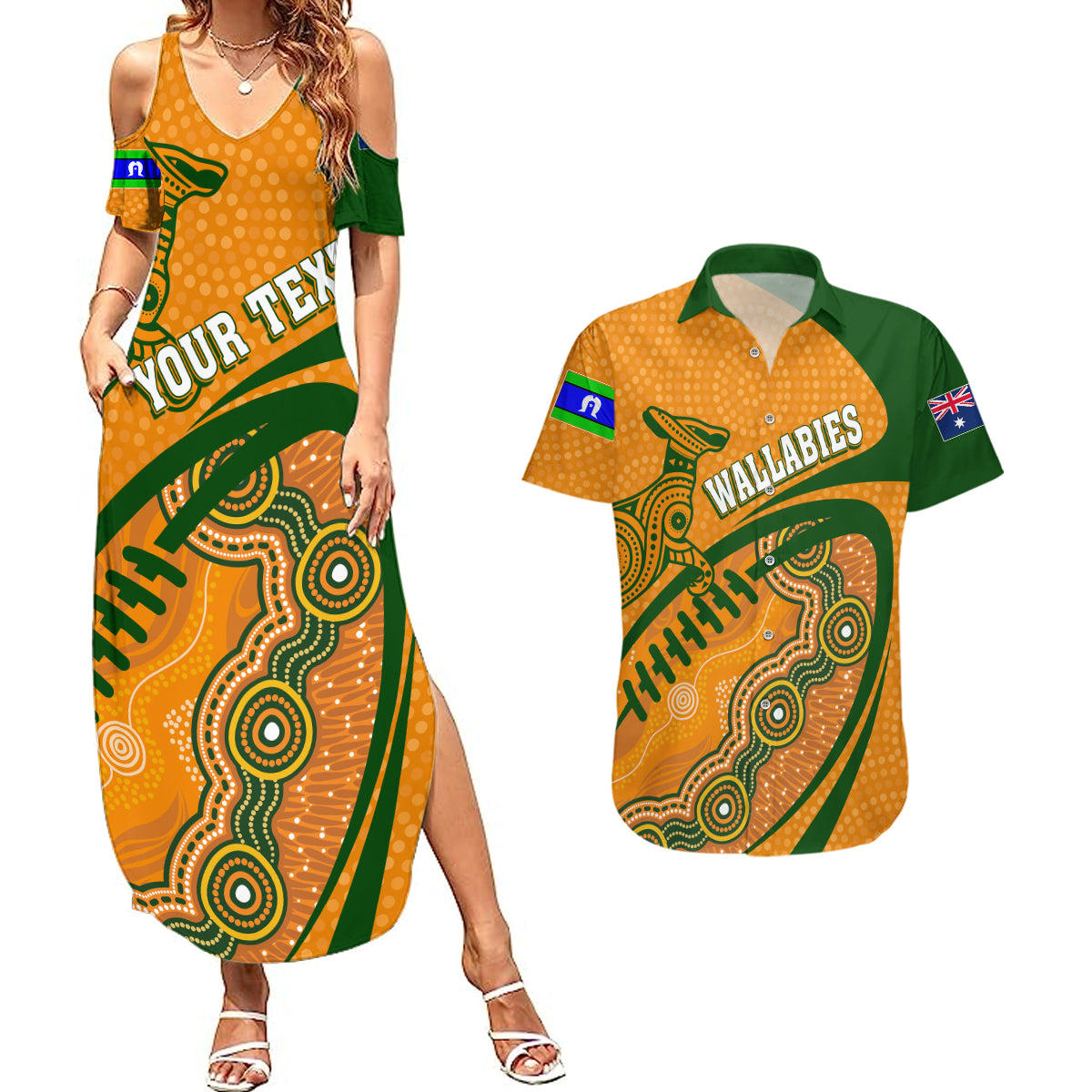 personalised-aussie-wallabies-couples-matching-summer-maxi-dress-and-hawaiian-shirt-rugby-world-cup-indigenous