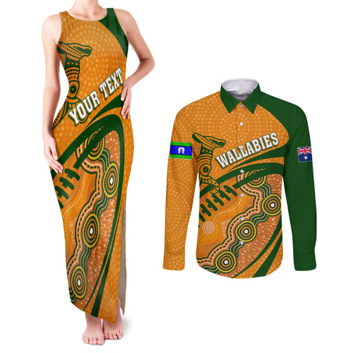 personalised-aussie-wallabies-couples-matching-tank-maxi-dress-and-long-sleeve-button-shirts-rugby-world-cup-indigenous