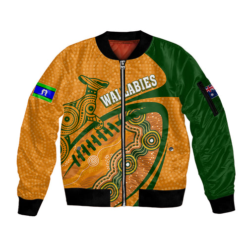 personalised-aussie-wallabies-sleeve-zip-bomber-jacket-rugby-world-cup-indigenous