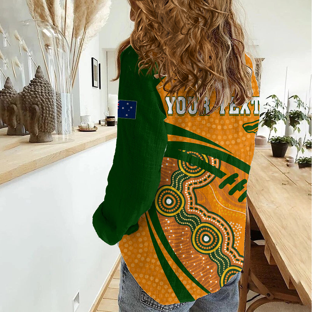 Personalised Aussie Wallabies Women Casual Shirt Rugby World Cup Indigenous LT7