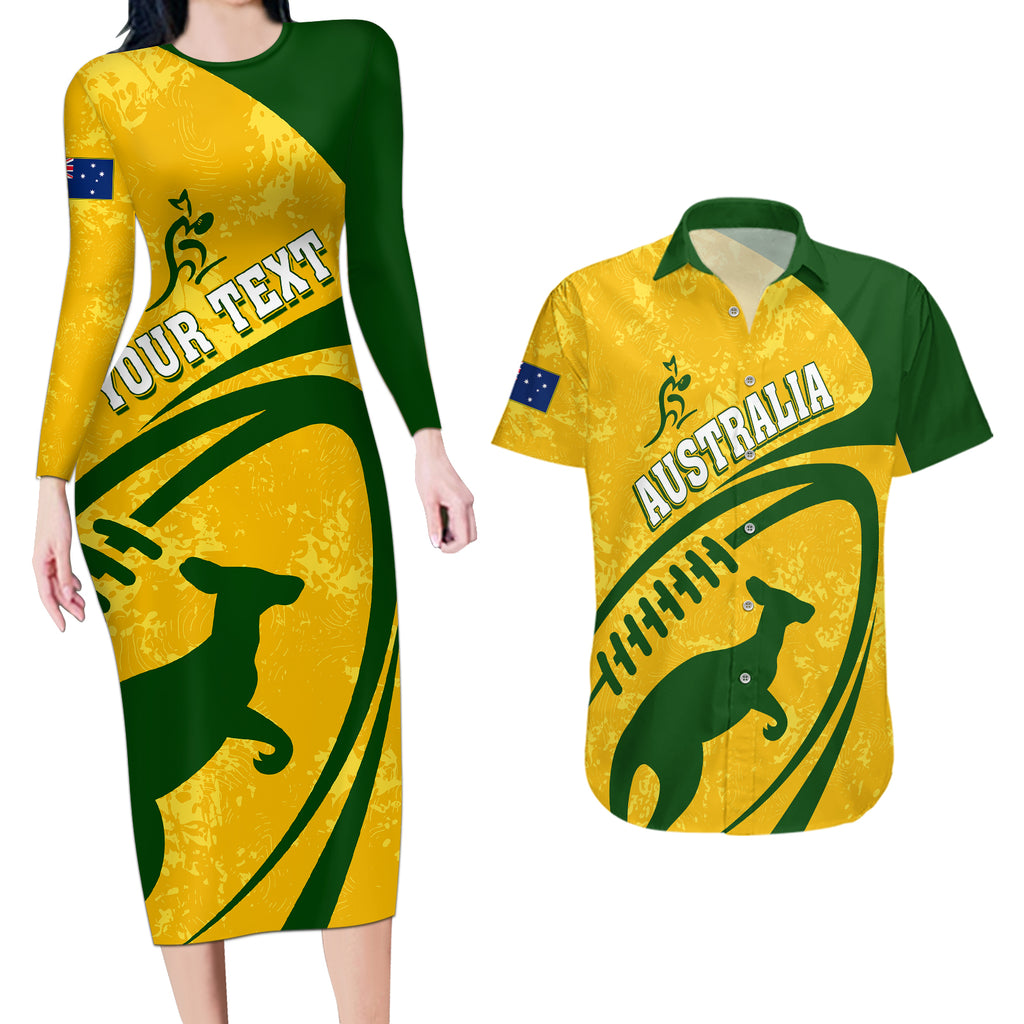 personalised-aussie-wallabies-couples-matching-long-sleeve-bodycon-dress-and-hawaiian-shirt-rugby-world-cup-sporty-dynamic