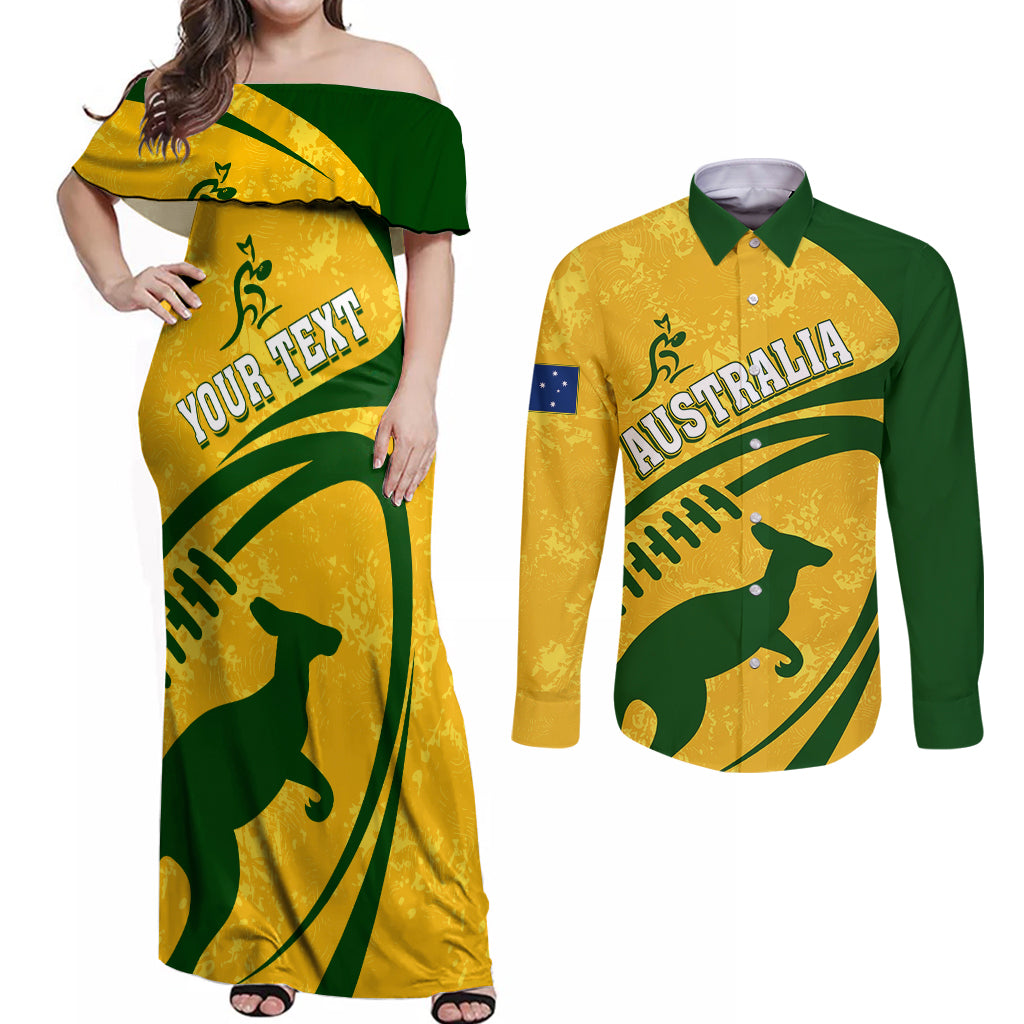personalised-aussie-wallabies-couples-matching-off-shoulder-maxi-dress-and-long-sleeve-button-shirts-rugby-world-cup-sporty-dynamic
