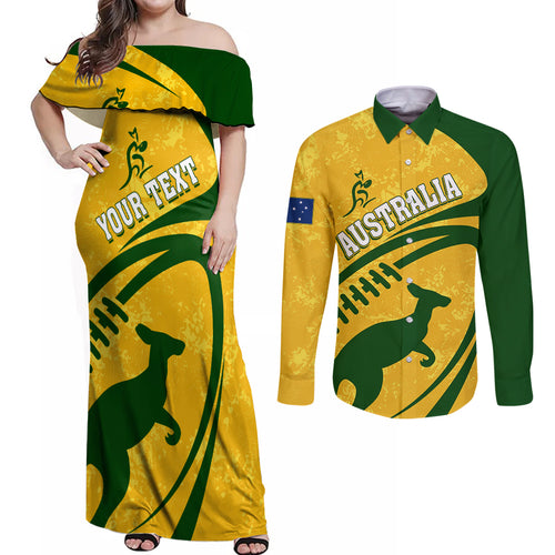 personalised-aussie-wallabies-couples-matching-off-shoulder-maxi-dress-and-long-sleeve-button-shirts-rugby-world-cup-sporty-dynamic