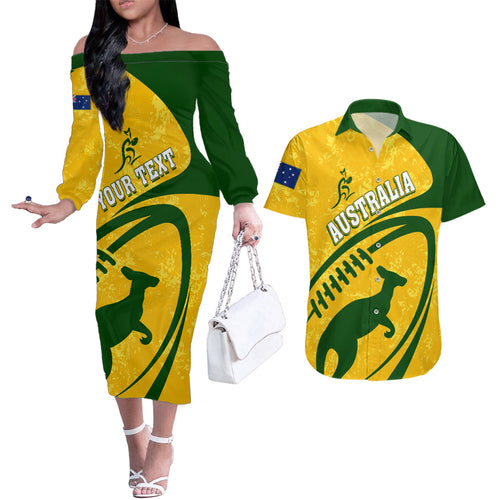 personalised-aussie-wallabies-couples-matching-off-the-shoulder-long-sleeve-dress-and-hawaiian-shirt-rugby-world-cup-sporty-dynamic