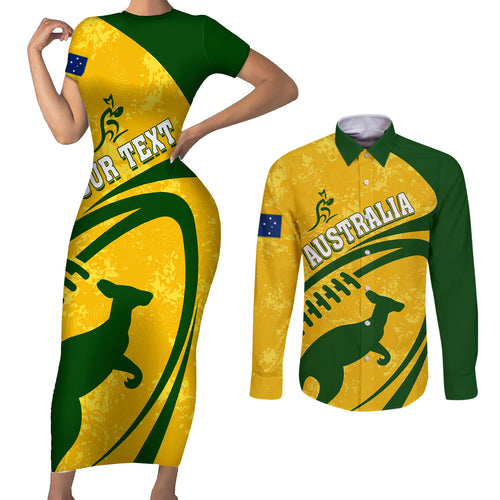 personalised-aussie-wallabies-couples-matching-short-sleeve-bodycon-dress-and-long-sleeve-button-shirts-rugby-world-cup-sporty-dynamic