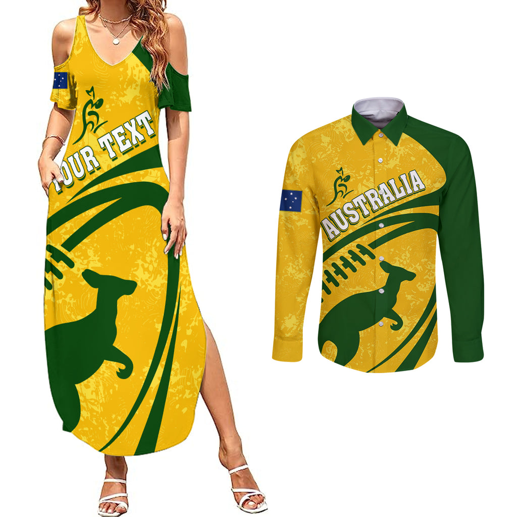 personalised-aussie-wallabies-couples-matching-summer-maxi-dress-and-long-sleeve-button-shirts-rugby-world-cup-sporty-dynamic