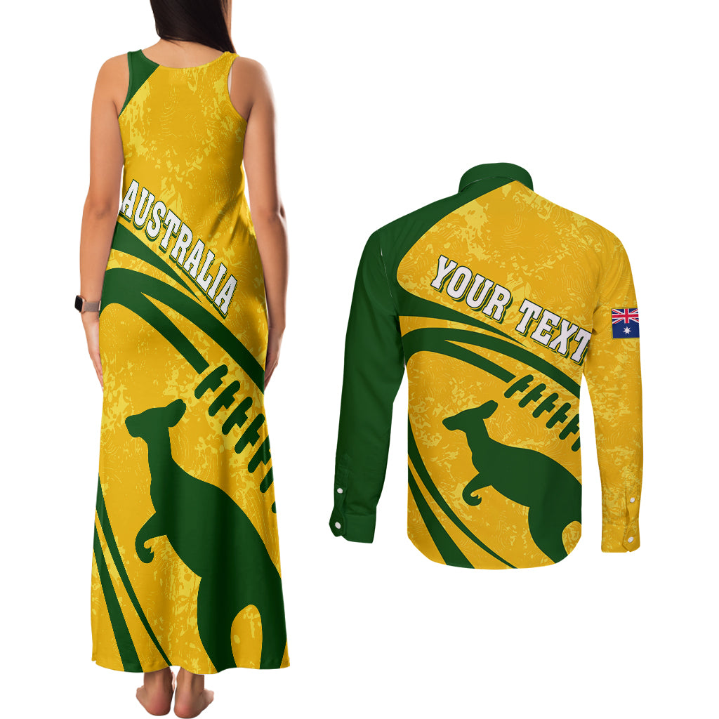 personalised-aussie-wallabies-couples-matching-tank-maxi-dress-and-long-sleeve-button-shirts-rugby-world-cup-sporty-dynamic