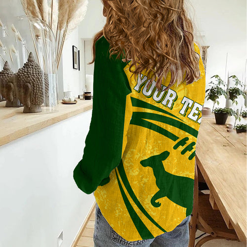 Personalised Aussie Wallabies Women Casual Shirt Rugby World Cup Sporty Dynamic LT7