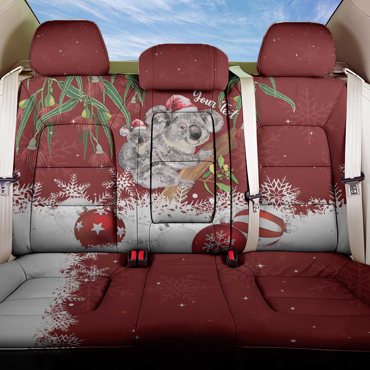 Personalised Aussie Christmas Back Car Seat Cover Mom & Baby Koala