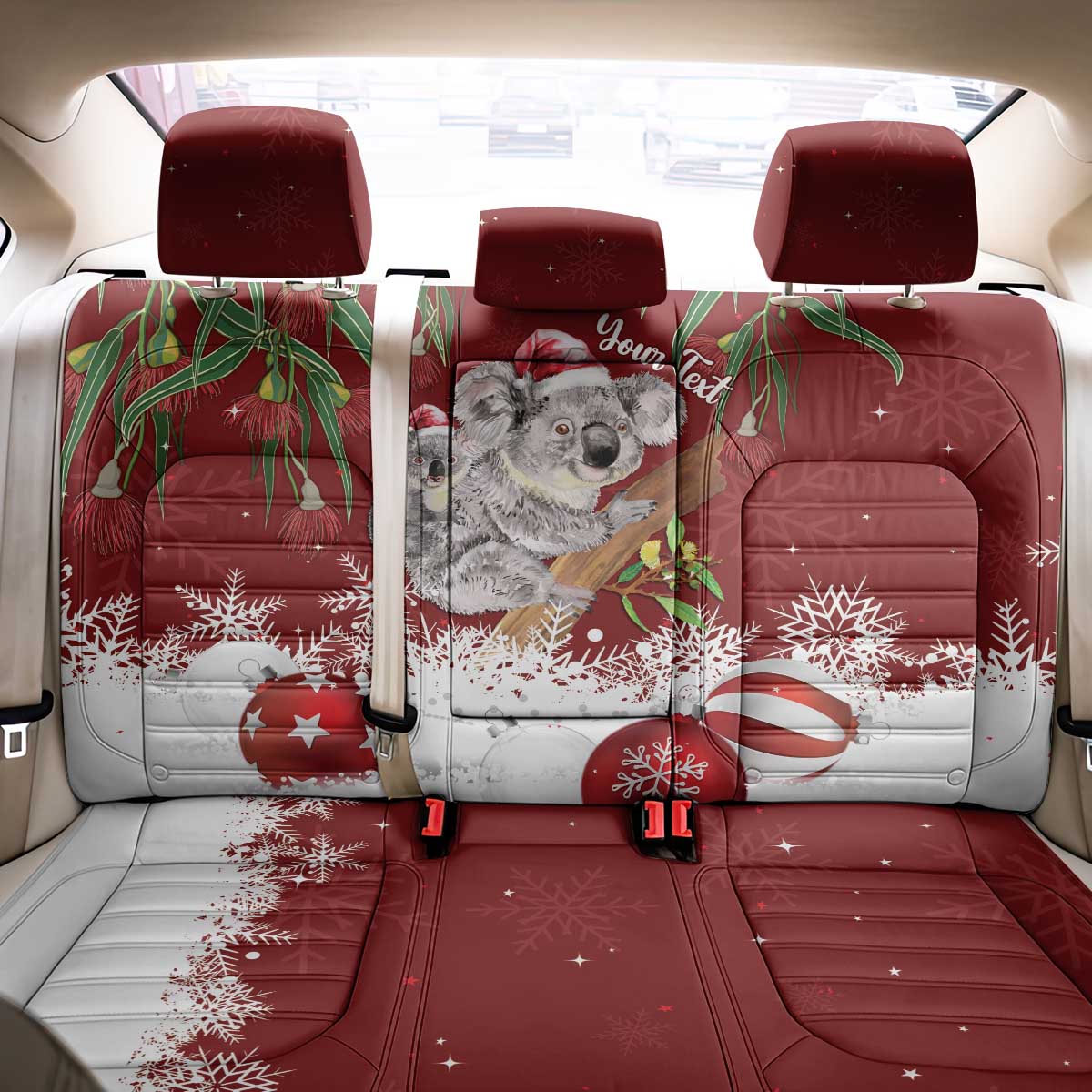 Personalised Aussie Christmas Back Car Seat Cover Mom & Baby Koala