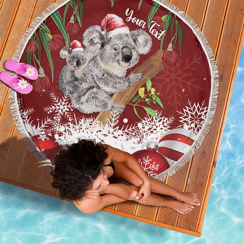 Personalised Aussie Christmas Beach Blanket Mom & Baby Koala