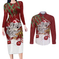Personalised Aussie Christmas Couples Matching Long Sleeve Bodycon Dress and Long Sleeve Button Shirt Mom & Baby Koala
