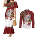 Personalised Aussie Christmas Couples Matching Mermaid Dress and Long Sleeve Button Shirt Mom & Baby Koala