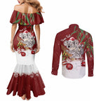 Personalised Aussie Christmas Couples Matching Mermaid Dress and Long Sleeve Button Shirt Mom & Baby Koala