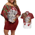 Personalised Aussie Christmas Couples Matching Off Shoulder Short Dress and Hawaiian Shirt Mom & Baby Koala