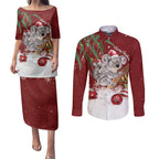 Personalised Aussie Christmas Couples Matching Puletasi and Long Sleeve Button Shirt Mom & Baby Koala