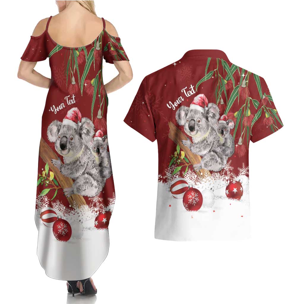 Personalised Aussie Christmas Couples Matching Summer Maxi Dress and Hawaiian Shirt Mom & Baby Koala