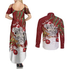 Personalised Aussie Christmas Couples Matching Summer Maxi Dress and Long Sleeve Button Shirt Mom & Baby Koala