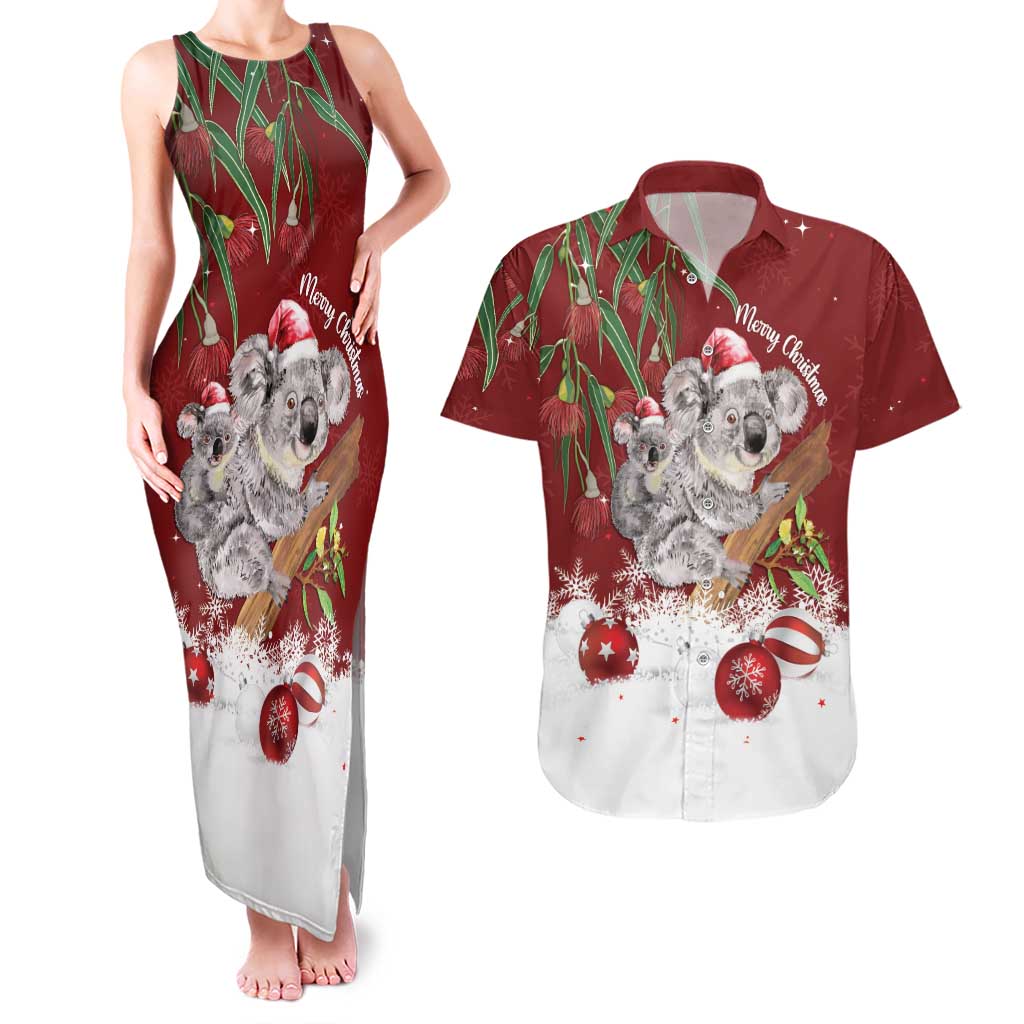 Personalised Aussie Christmas Couples Matching Tank Maxi Dress and Hawaiian Shirt Mom & Baby Koala