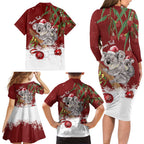 Personalised Aussie Christmas Family Matching Long Sleeve Bodycon Dress and Hawaiian Shirt Mom & Baby Koala