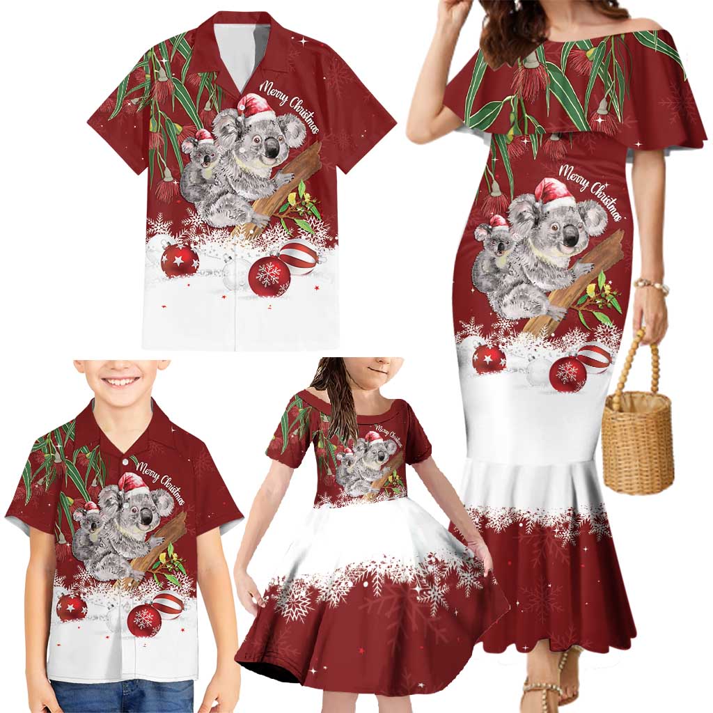 Personalised Aussie Christmas Family Matching Mermaid Dress and Hawaiian Shirt Mom & Baby Koala