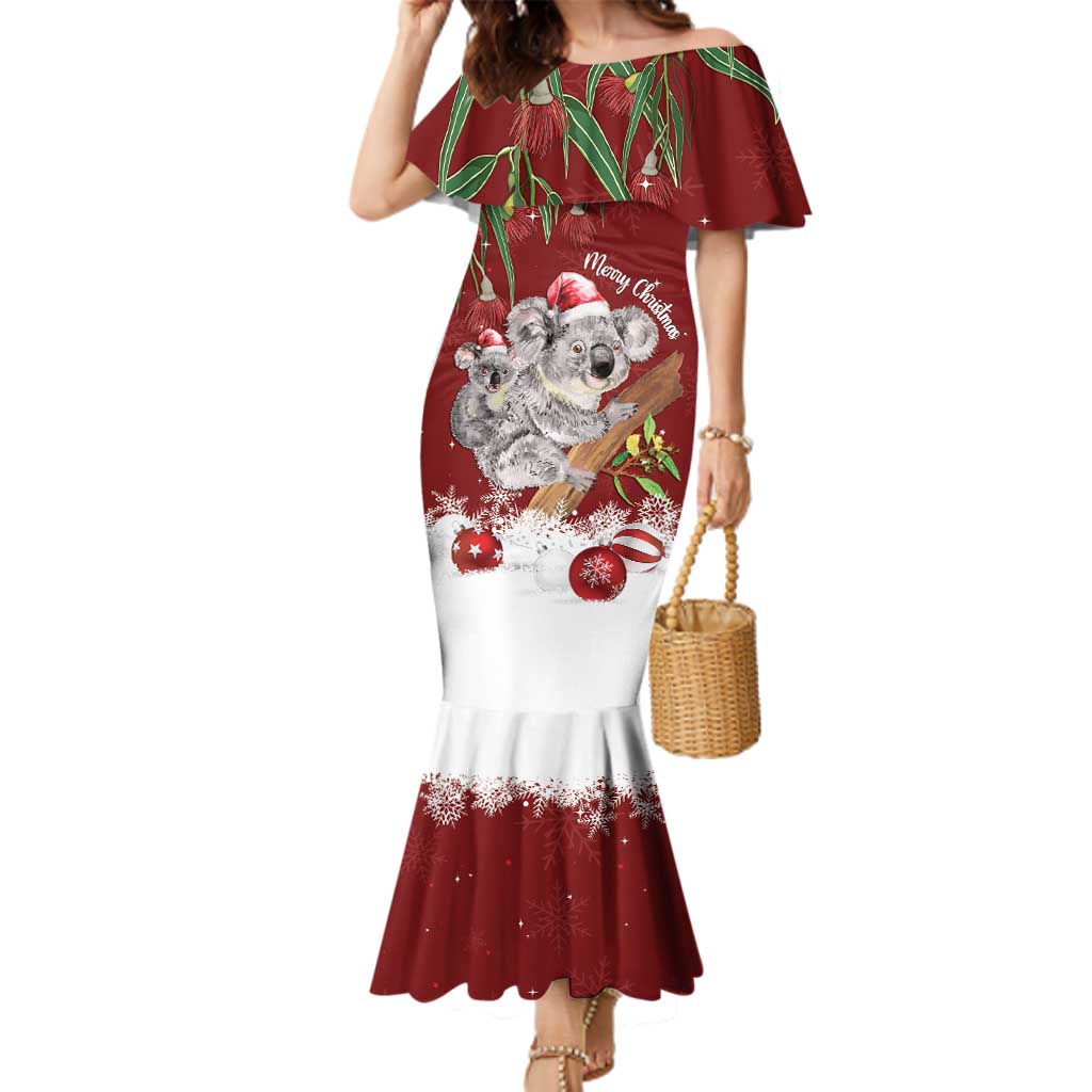 Personalised Aussie Christmas Family Matching Mermaid Dress and Hawaiian Shirt Mom & Baby Koala