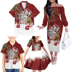 Personalised Aussie Christmas Family Matching Off The Shoulder Long Sleeve Dress and Hawaiian Shirt Mom & Baby Koala
