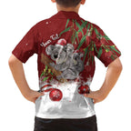 Personalised Aussie Christmas Family Matching Off The Shoulder Long Sleeve Dress and Hawaiian Shirt Mom & Baby Koala