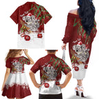 Personalised Aussie Christmas Family Matching Off The Shoulder Long Sleeve Dress and Hawaiian Shirt Mom & Baby Koala