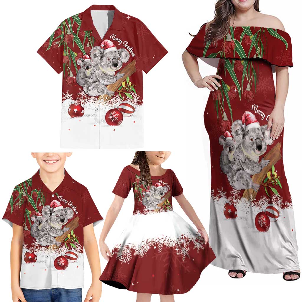 Personalised Aussie Christmas Family Matching Off Shoulder Maxi Dress and Hawaiian Shirt Mom & Baby Koala