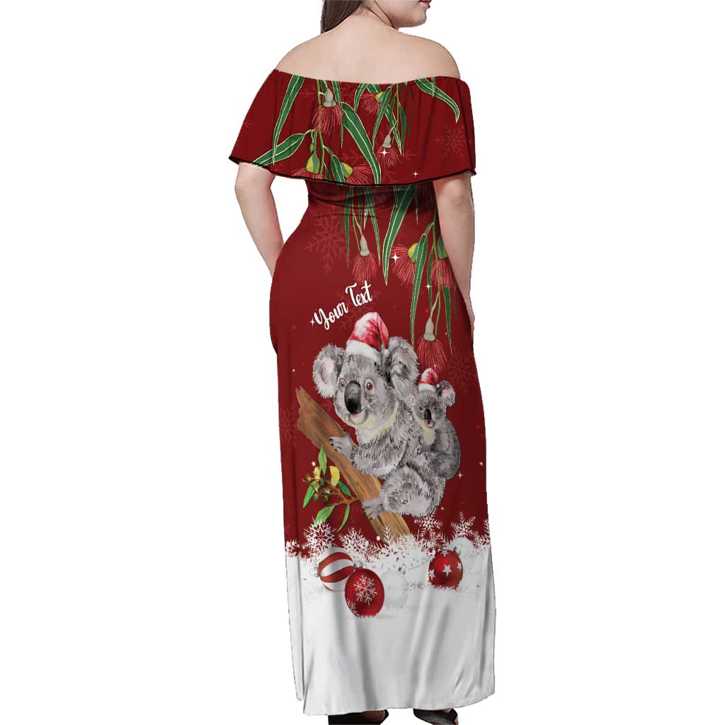 Personalised Aussie Christmas Family Matching Off Shoulder Maxi Dress and Hawaiian Shirt Mom & Baby Koala