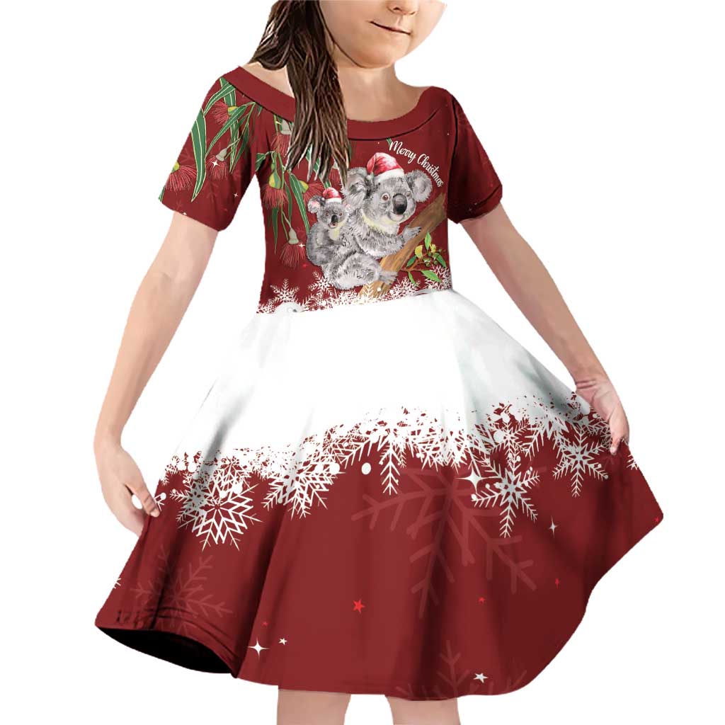 Personalised Aussie Christmas Family Matching Off Shoulder Short Dress and Hawaiian Shirt Mom & Baby Koala
