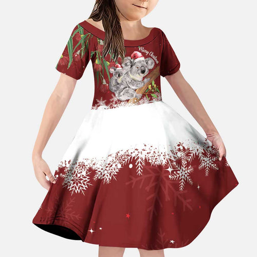 Personalised Aussie Christmas Family Matching Puletasi and Hawaiian Shirt Mom & Baby Koala