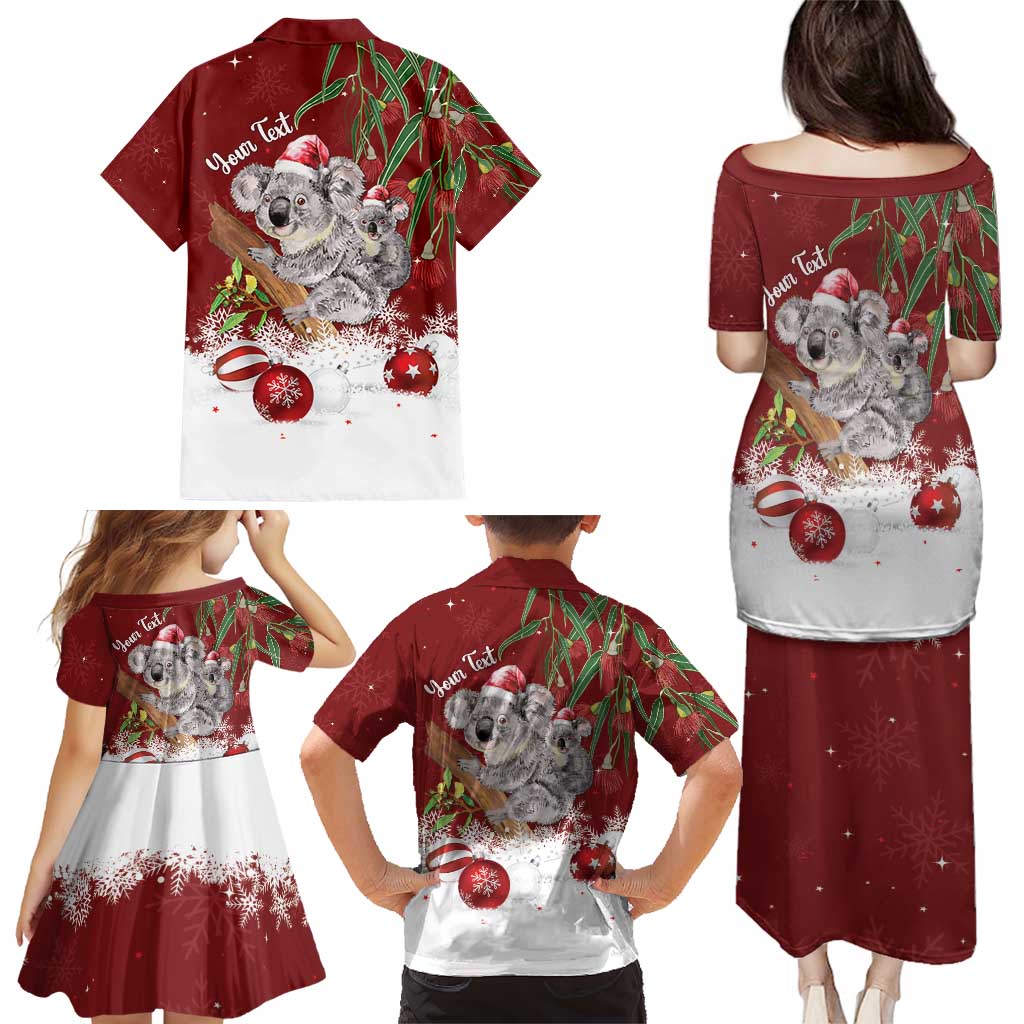 Personalised Aussie Christmas Family Matching Puletasi and Hawaiian Shirt Mom & Baby Koala
