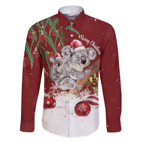 Personalised Aussie Christmas Family Matching Puletasi and Hawaiian Shirt Mom & Baby Koala