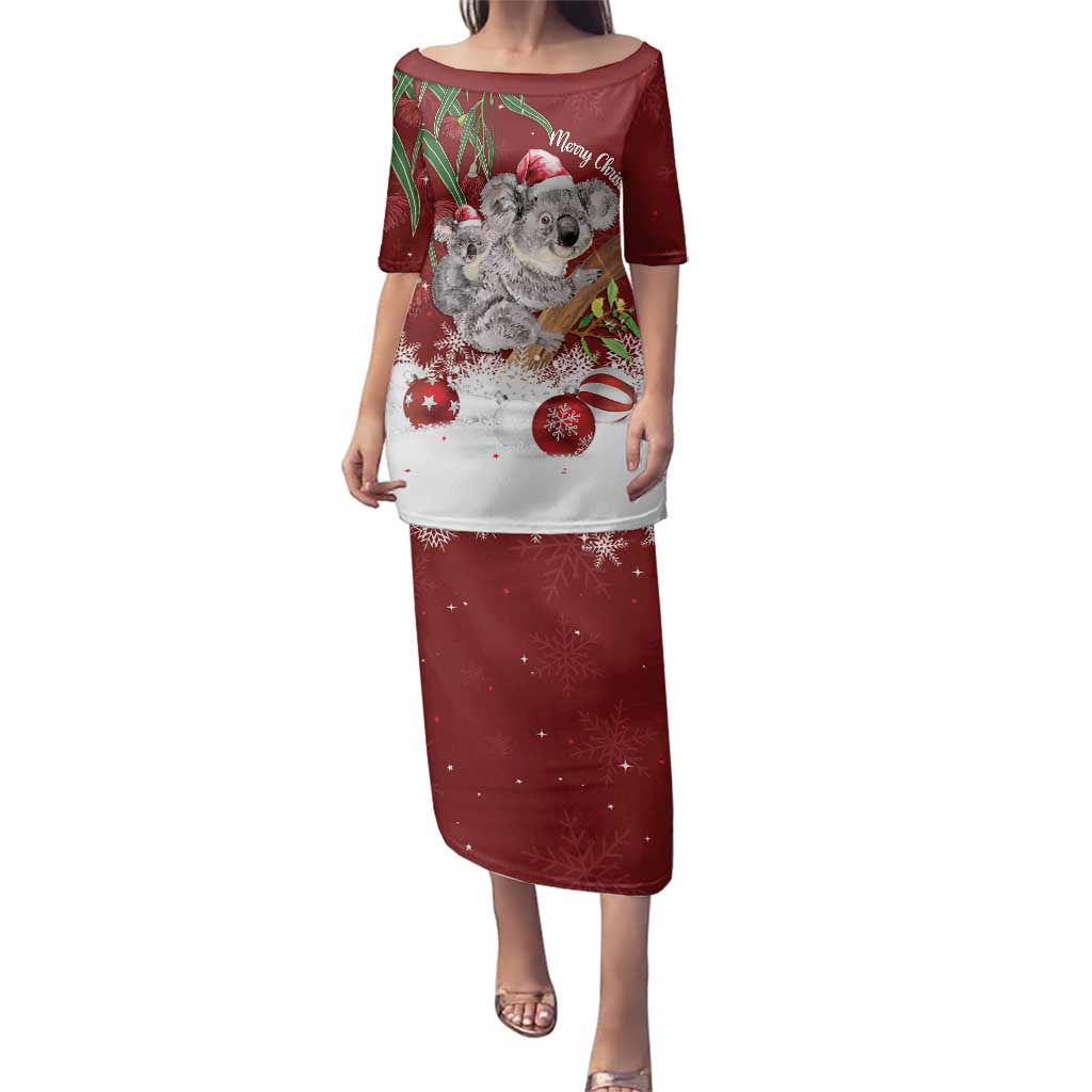 Personalised Aussie Christmas Family Matching Puletasi and Hawaiian Shirt Mom & Baby Koala