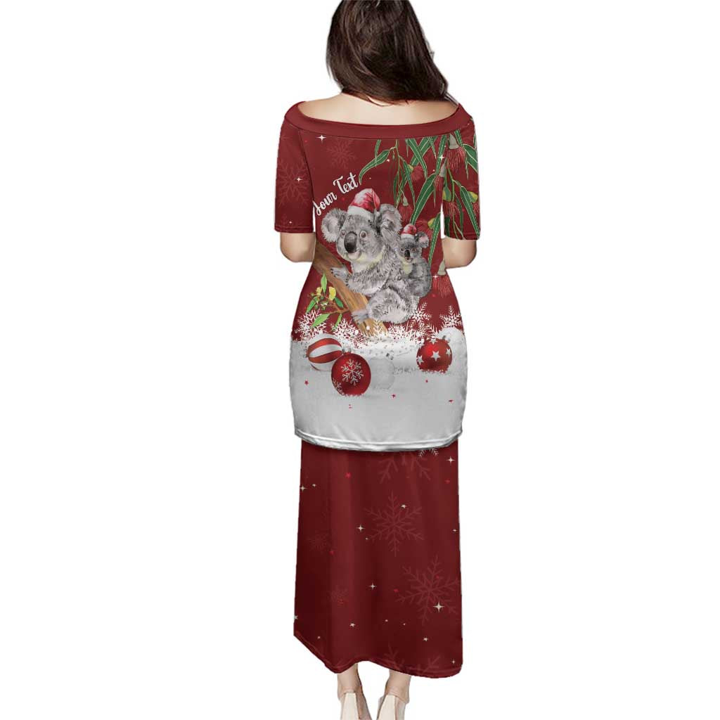 Personalised Aussie Christmas Family Matching Puletasi and Hawaiian Shirt Mom & Baby Koala