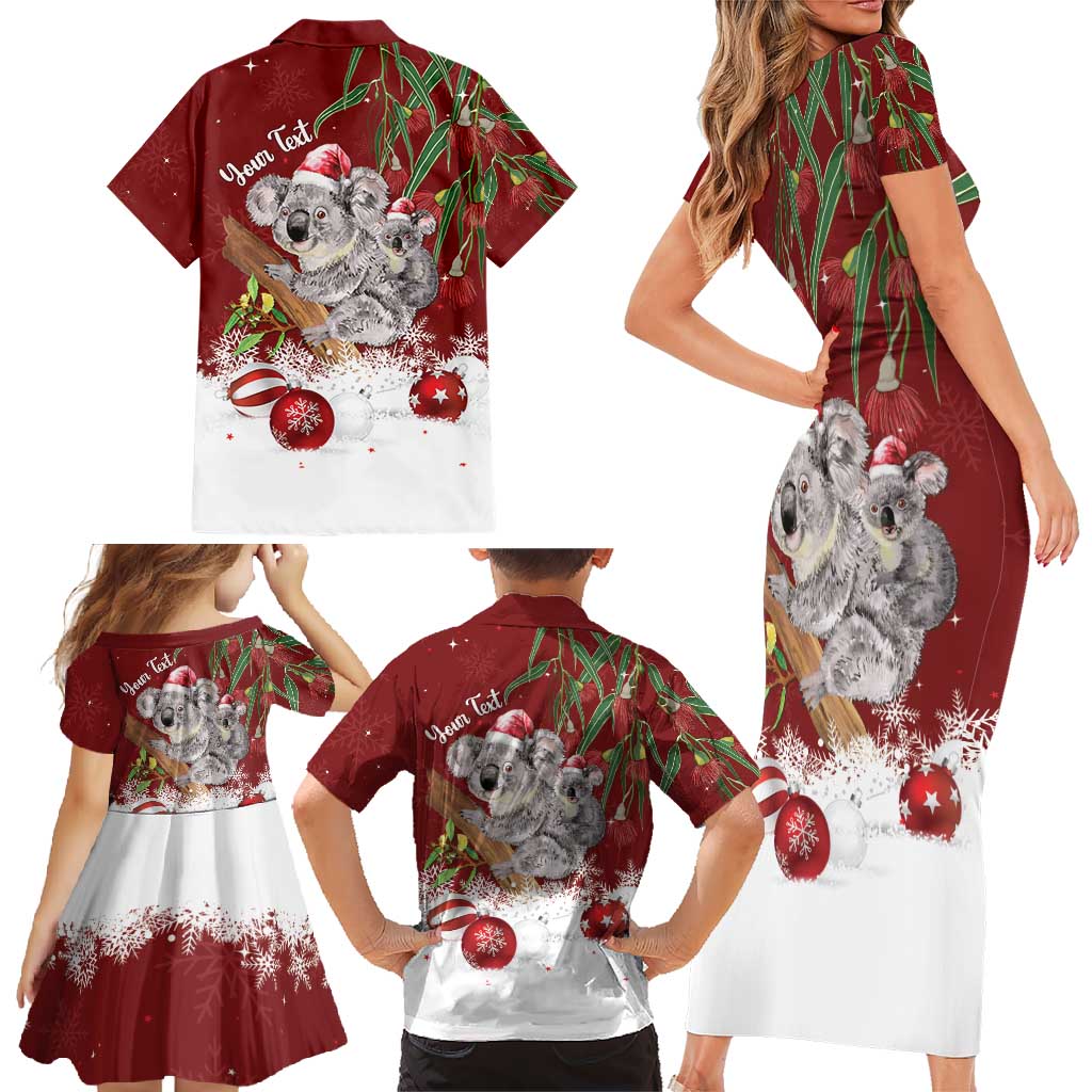 Personalised Aussie Christmas Family Matching Short Sleeve Bodycon Dress and Hawaiian Shirt Mom & Baby Koala