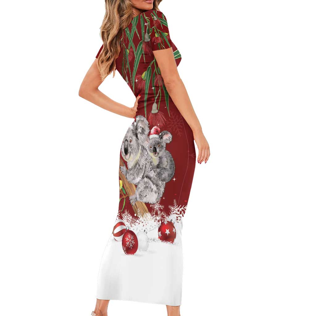 Personalised Aussie Christmas Family Matching Short Sleeve Bodycon Dress and Hawaiian Shirt Mom & Baby Koala