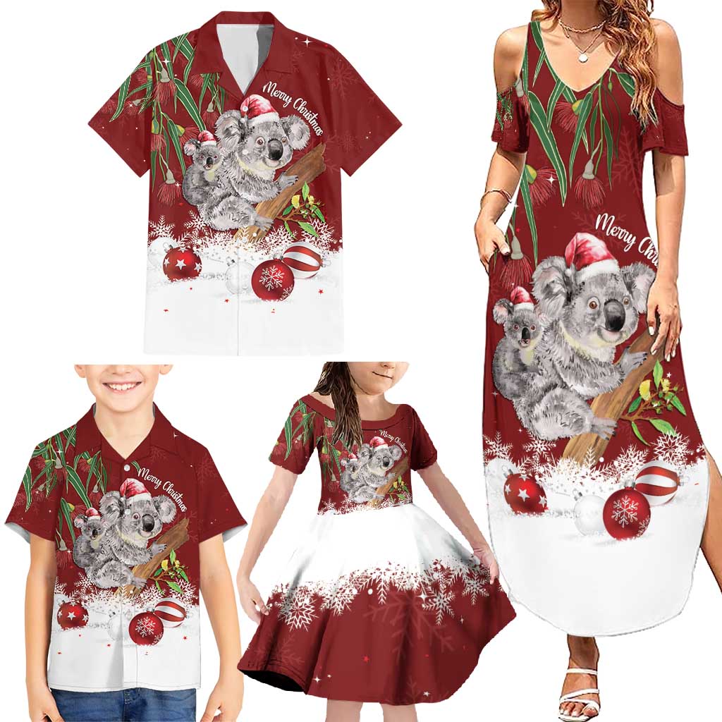 Personalised Aussie Christmas Family Matching Summer Maxi Dress and Hawaiian Shirt Mom & Baby Koala