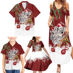 Personalised Aussie Christmas Family Matching Summer Maxi Dress and Hawaiian Shirt Mom & Baby Koala