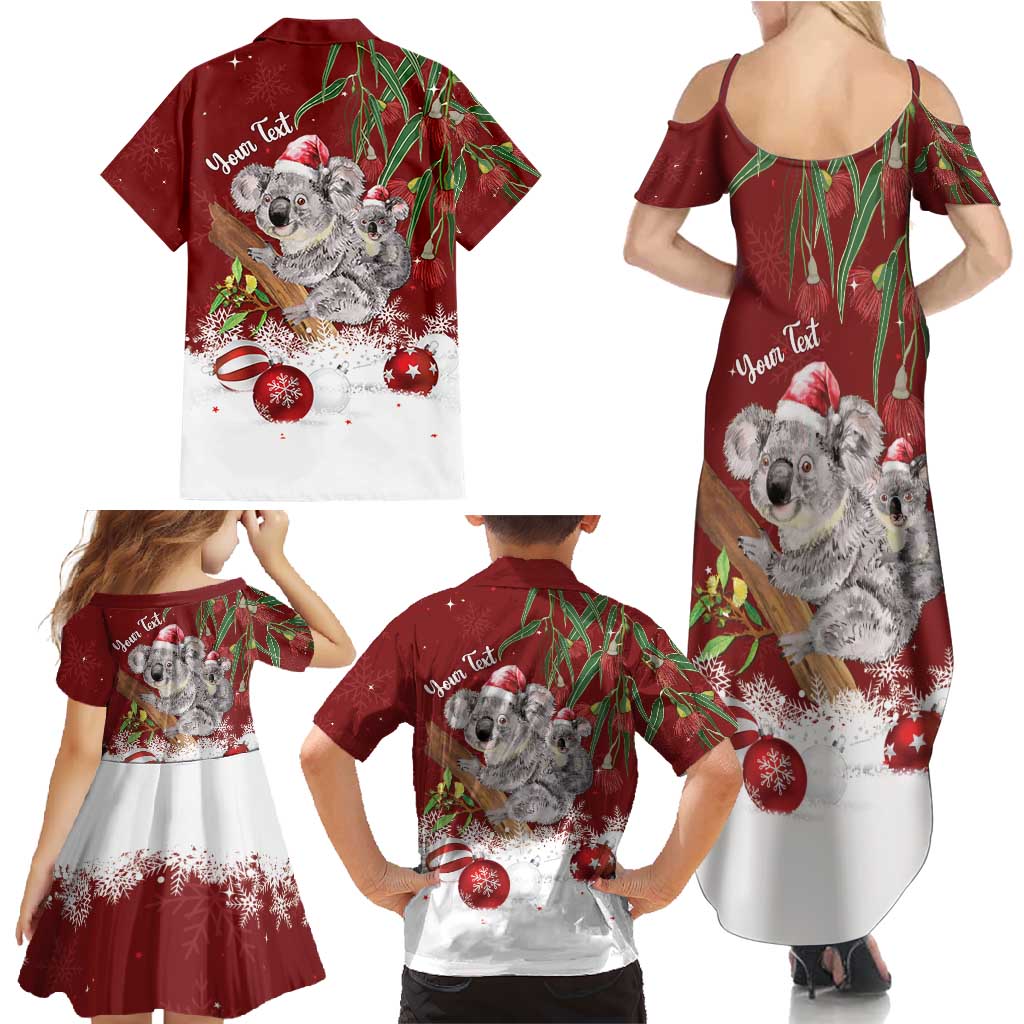 Personalised Aussie Christmas Family Matching Summer Maxi Dress and Hawaiian Shirt Mom & Baby Koala
