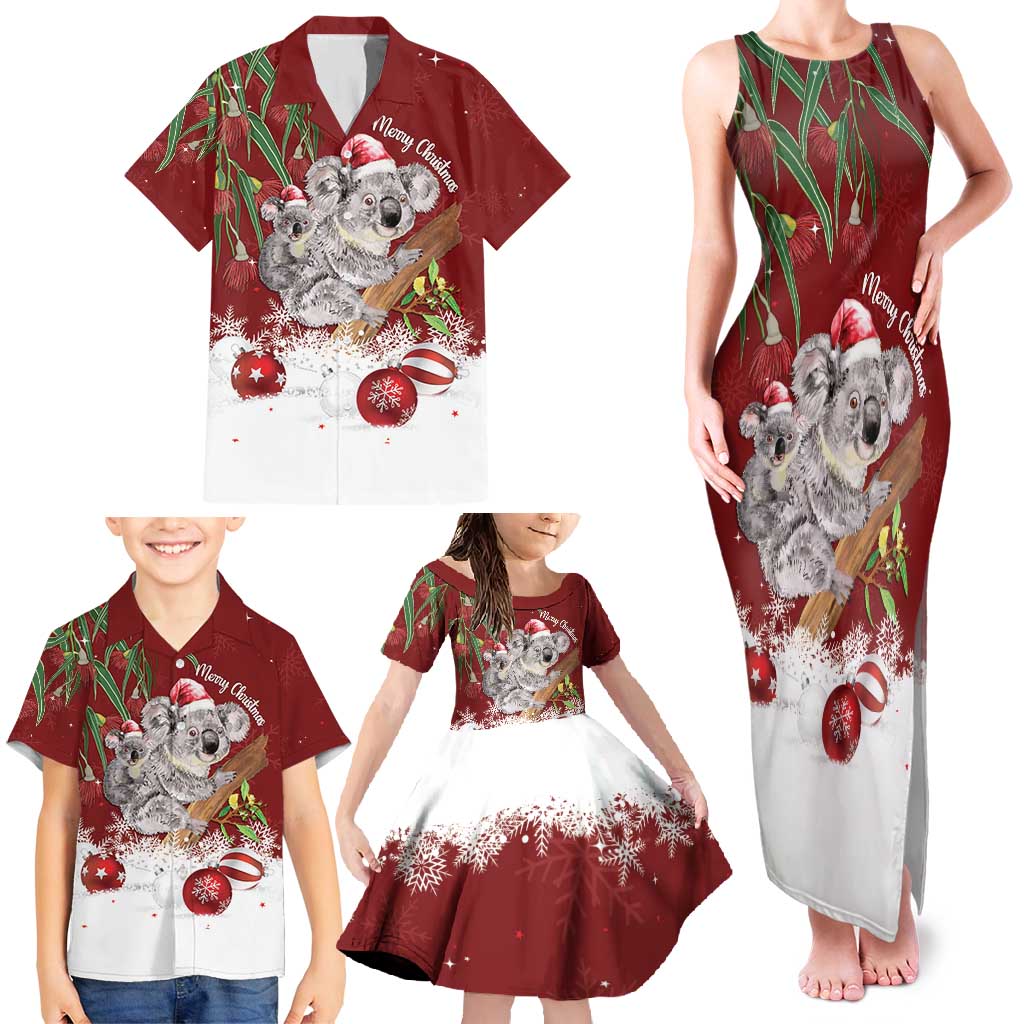 Personalised Aussie Christmas Family Matching Tank Maxi Dress and Hawaiian Shirt Mom & Baby Koala