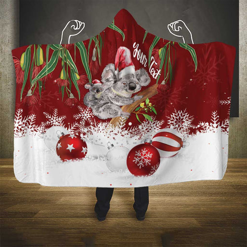 Personalised Aussie Christmas Hooded Blanket Mom & Baby Koala