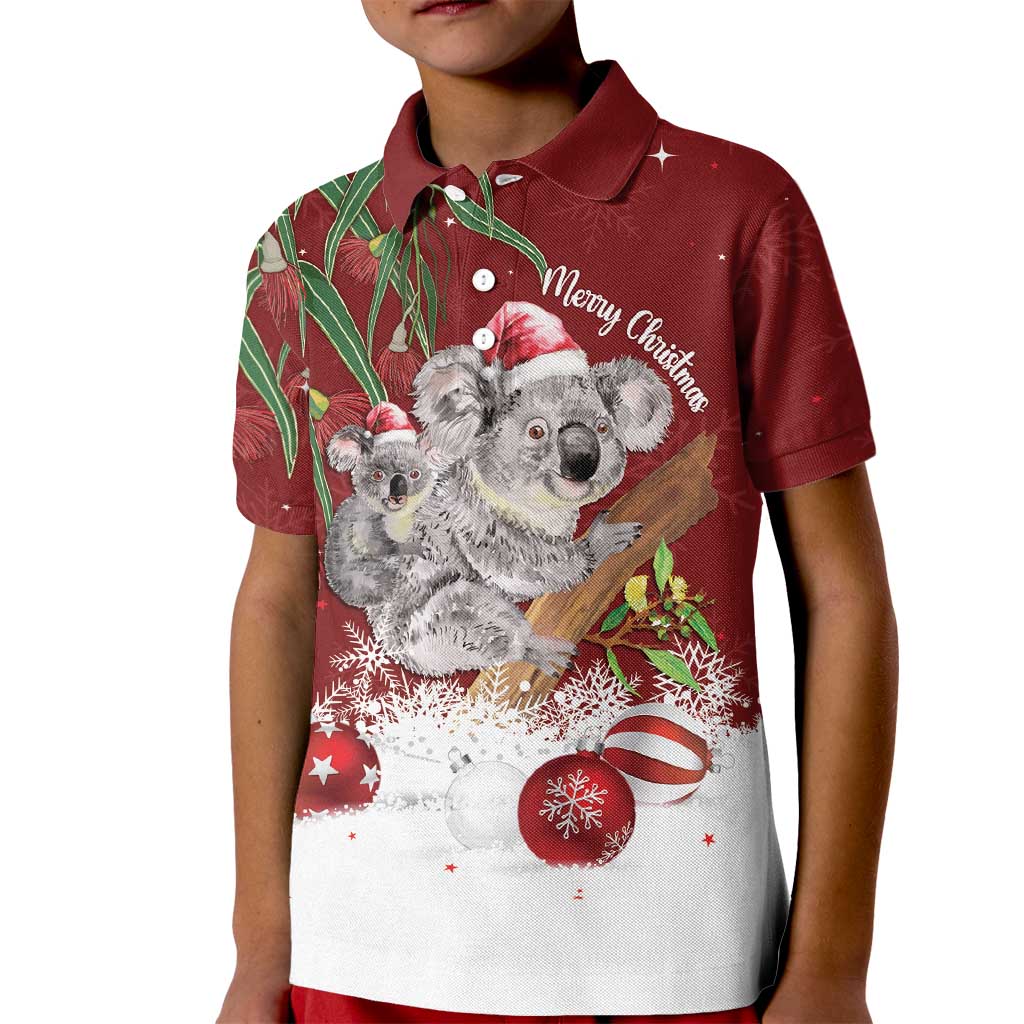 Personalised Aussie Christmas Kid Polo Shirt Mom & Baby Koala
